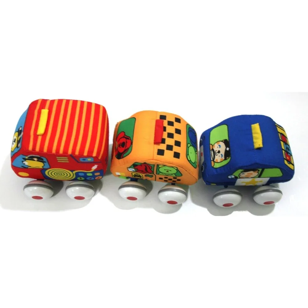 Melissa & Doug K’s Kids Pull Back Vehicles Lot of 3 Soft Toys Fire Truck Taxi
